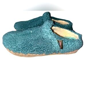 LL Bean Aqua Knit Polyester Fleece Lined Water Resistant Cozy Slippers Size 9